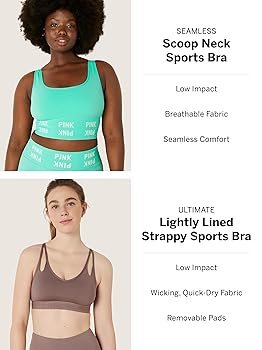 Victoria's Secret Pink Seamless Scoop Neck Sports Bra, Low